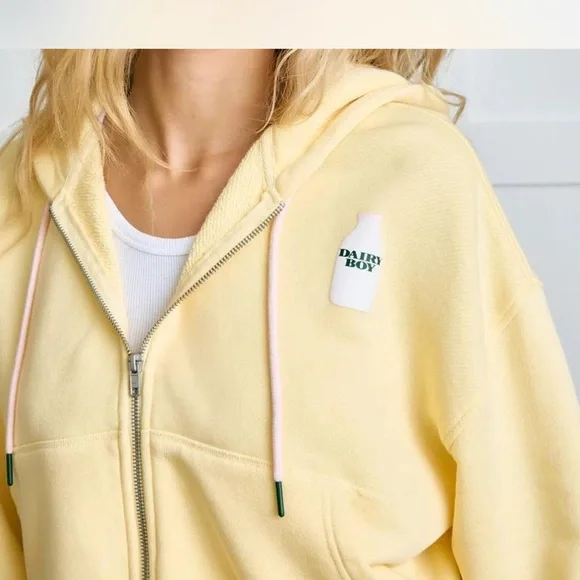 Yellow Women's Zip-Up Hoodie - Picture 2 of 3